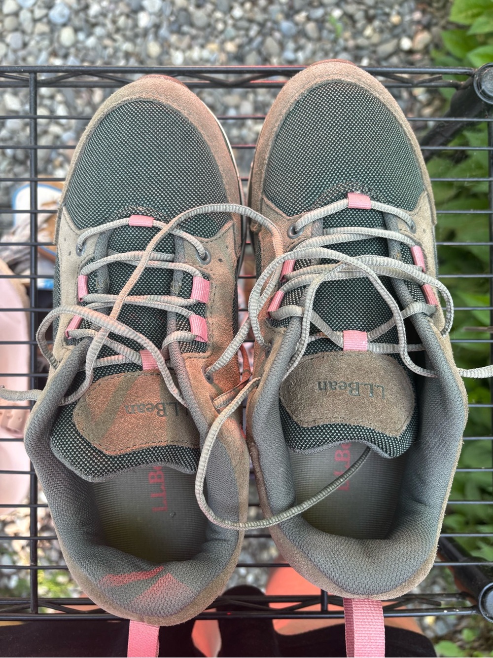 L.L. Bean Green, taupe and Pink Women's Trail Sneakers